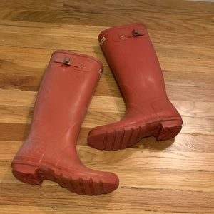Hunter tall rain wellies boots red size 10